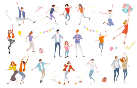 Vector illustration material: Family dancing with 3 family membersのイラスト素材