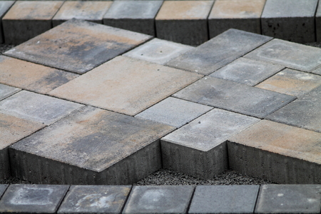 Gray cement bricks on the floorの写真素材