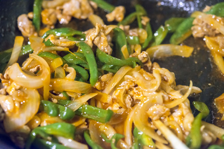 Stir-fried meat vegetablesの写真素材