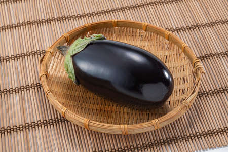 Fresh and delicious eggplant harvested in the fieldの写真素材
