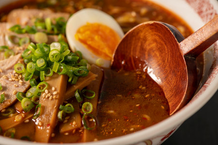 jjamppong, noodle soup with pork and eggの写真素材