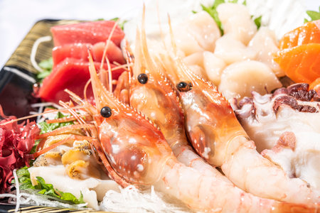 Japanese seafood sashimi platter - japanese food styleの写真素材