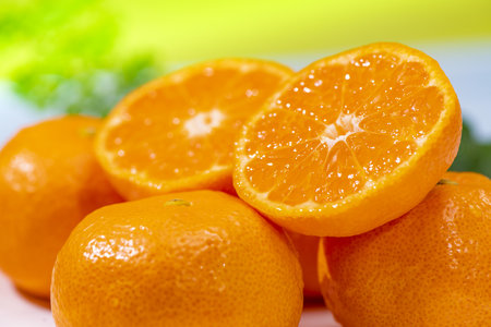 Fresh tangerines on a white background. Close-up.の写真素材