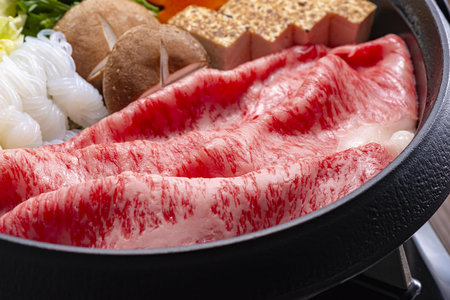 Beef sashimi in hot pot, japanese foodの写真素材