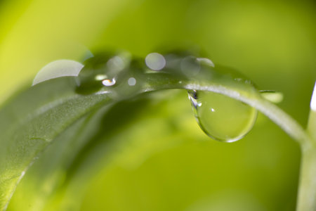 Water droplets on the green leaf. Macro. Nature background.の写真素材