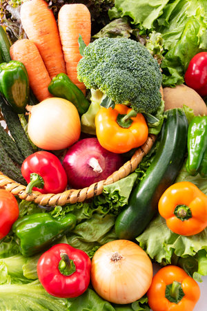 Fresh Vegetables and Fruits as ingredients in cooking. Healthy Food.の写真素材
