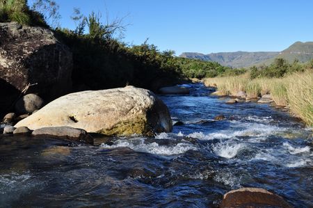 River in the Drakensburgの写真素材