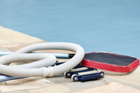 equipment needed to clean the pool is ready to goの写真素材