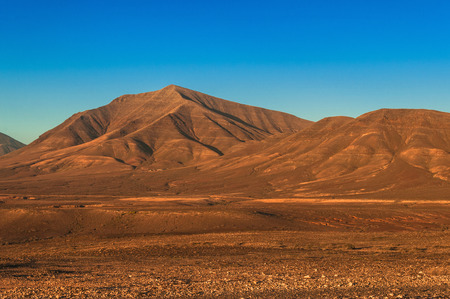 Desert Mountain,Barren with Clear Blue Skyの写真素材
