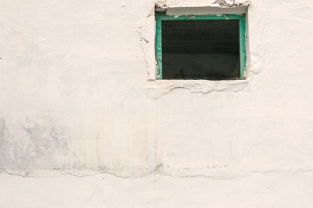 Open Window,Rustic White Walled Buildingの写真素材