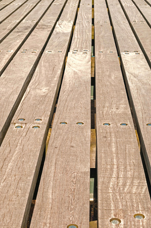 Low perspective image of pier boardwalkの写真素材