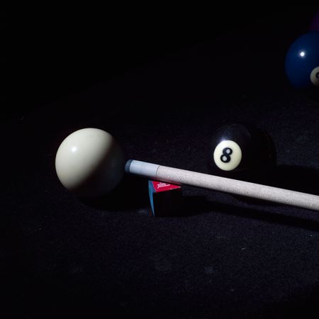 Billiards,Cue, eight ball and cue ball