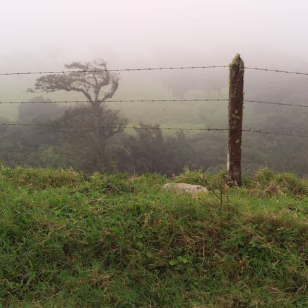 Monte Verde Costa Rica,Barb wire fenceの写真素材