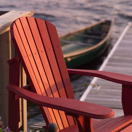 Lake of the Woods Ontario Canada,Empty chairの写真素材
