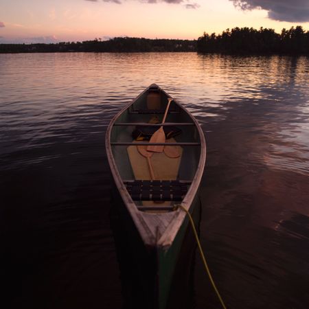 Lake of the Woods Ontario Canada,Empty canoe on the lake