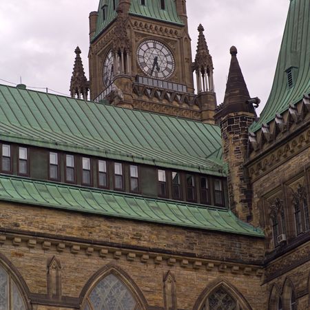 Ottawa Ontario Canada,Peach Tower and Parliament Buildings in Ottawaの写真素材