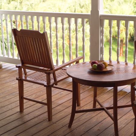 Parrot Cay,Empty chair on a porchの写真素材
