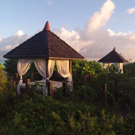 Parrot Cay,Hut in Parrot Cayの写真素材