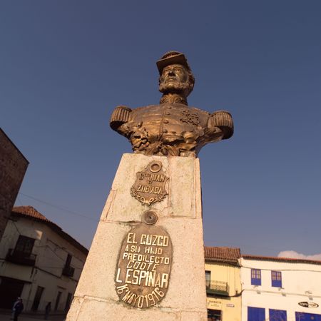 Cusco Peru, Statue in Cuscoの写真素材