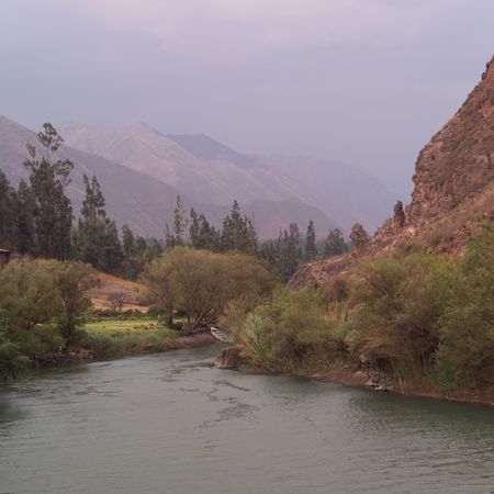Peru - Sacred Valley, River through Sacred Valley in Peruの写真素材
