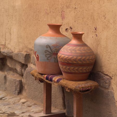 Ollantaytambo Cusco Peru, Ceramics in Ollantaytambo Peruの写真素材