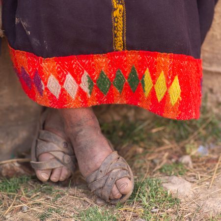 Child Fund - Peru, Dirty feet in sandalの写真素材