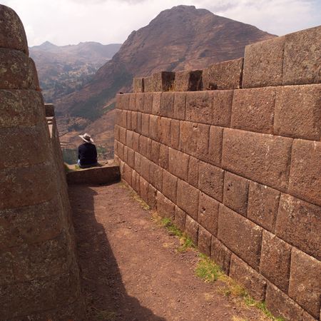 Ruins of Pisaq - Temple of the Sun in Peru, Ruins of Pisaqの写真素材