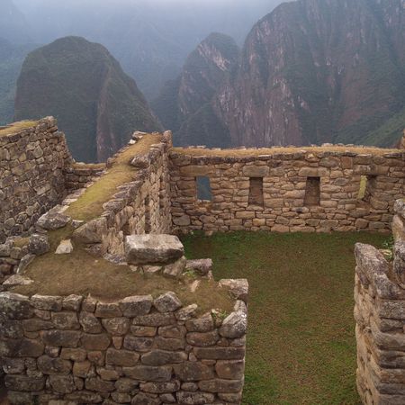 Peru - Machu Picchu, Ancient Ruins on hillside in Machu Picchuの写真素材
