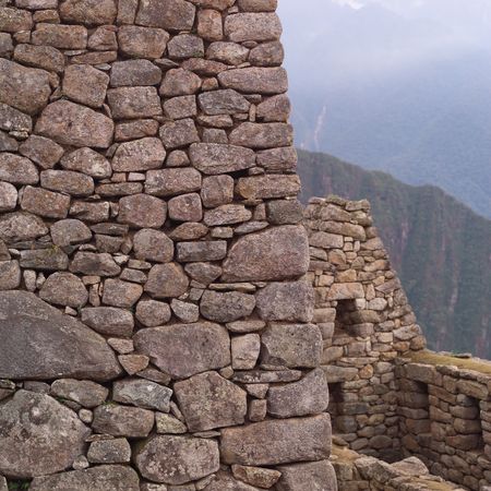 Peru - Machu Picchu, Ancient Ruins on hillside in Machu Picchuの写真素材