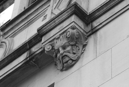 Vancouver British Columbia, Carving on building in Vancouverの写真素材