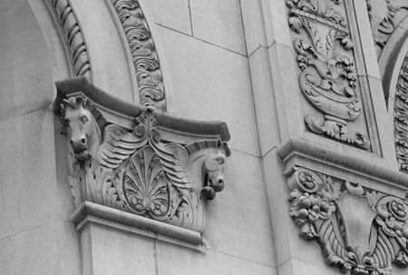 Vancouver British Columbia, Carving on building in Vancouverの写真素材