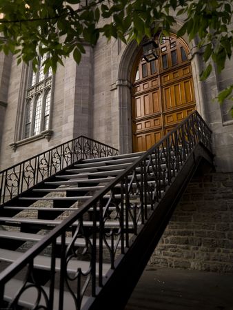 Door of Notre Dame Bacilica in Montreal Quebec Canadaの写真素材