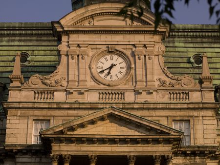 Clock on buildng in Montrealの写真素材