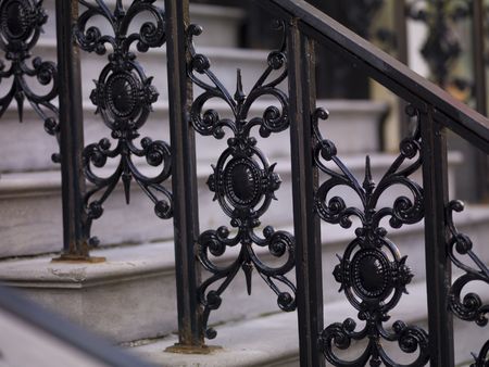 Railing on staircase in Montrealの写真素材