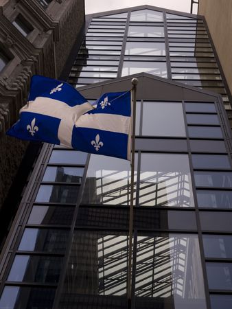 Quebec flag on building in Montrealの写真素材