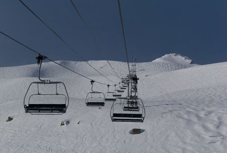 Ski lift in the mountains
