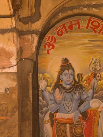 Jaipur, India - painting on exterior wallの写真素材