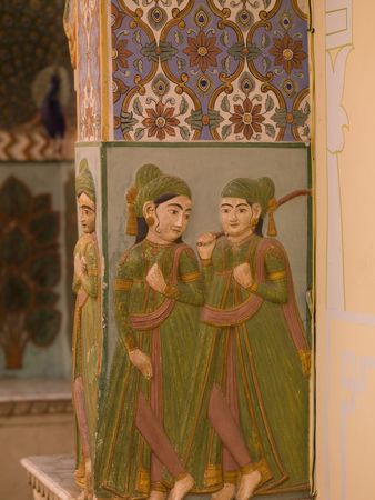 Jaipur, India - paintng on interior wallの写真素材