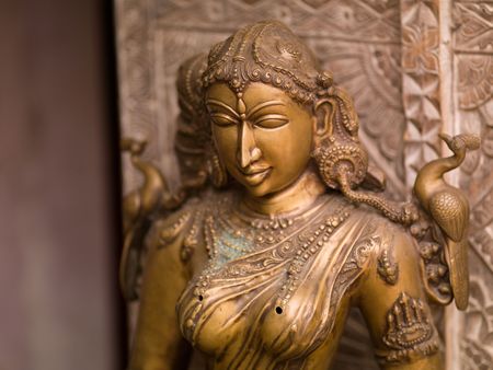 Carved figurine, Cochin, Kerala, Indiaの写真素材