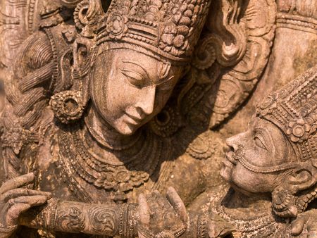 Carved figurine, Cochin, Kerala, Indiaの写真素材