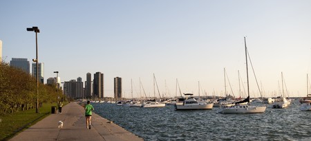 Shoreline of Chicago and Lake Michiganの写真素材