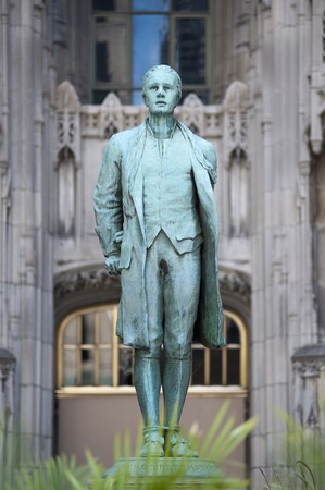 Statue at Chicago Tribune Buildingの写真素材