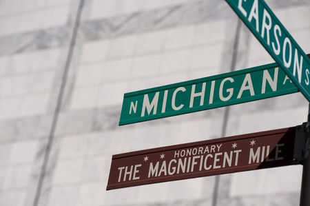 Chicago, Michigan Avenue street signの写真素材