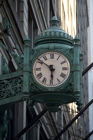 Antique clock in downtown Chicagoの写真素材