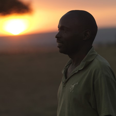 Profile of African man against sunset sky in Kenya Africaのeditorial素材