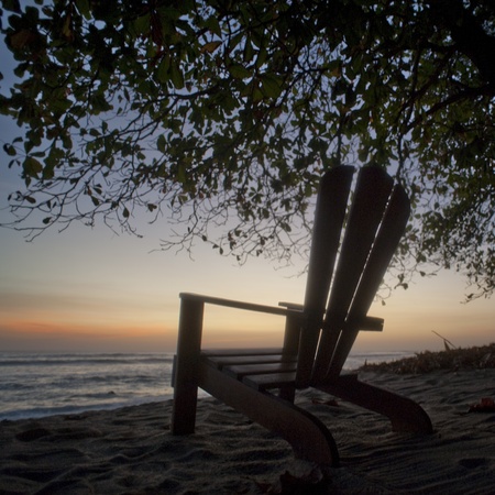 Empty chair on the Costa Rica seashoreの写真素材