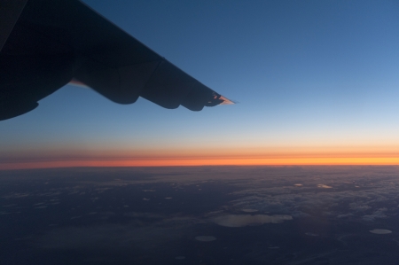 Aerial view of tundra landscape viewed from an airplane, Churchill, Manitoba, Canadaの写真素材