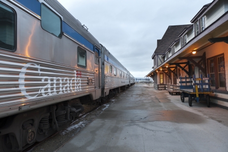 Train at a railway station, Churchill, Manitoba, Canada