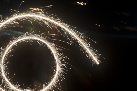 Light trails from sparkler, Sayulita, Nayarit, Mexicoの写真素材
