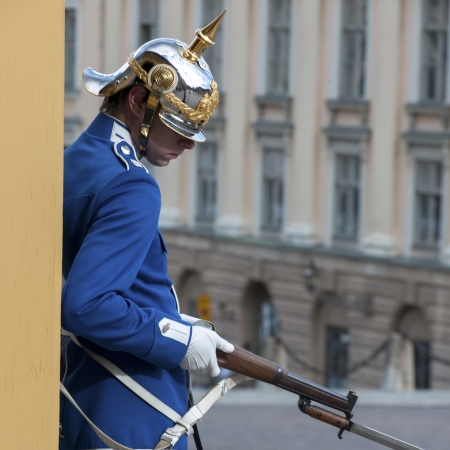 Royal guard in the Stockholm Palace, Gamla Stan, Stockholm, Swedenのeditorial素材